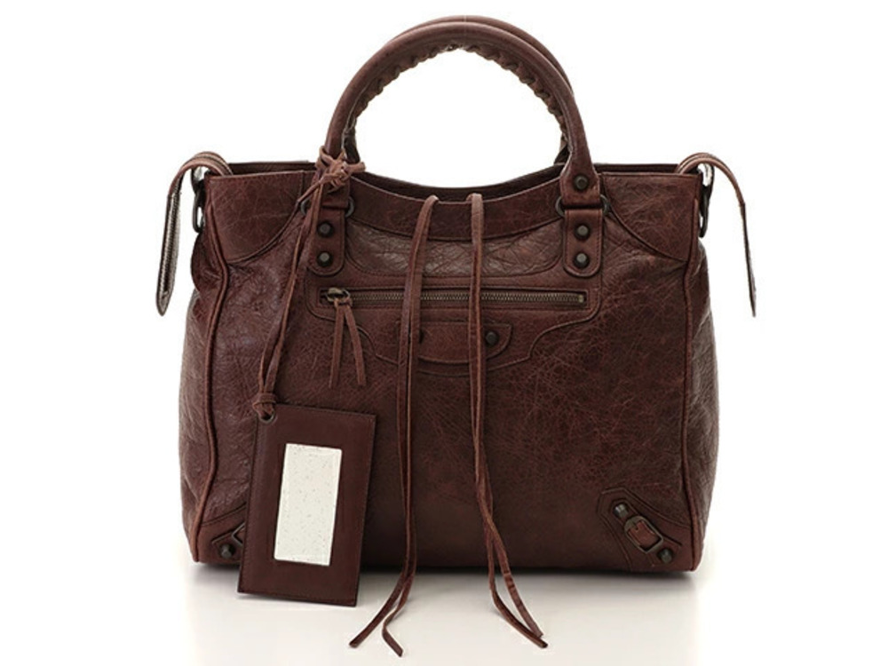 Balenciaga handbag The Velo leather dark brown